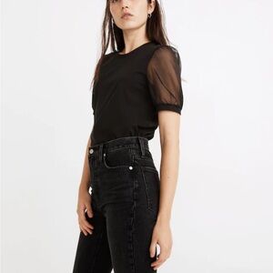 Madewell Sheer-Sleeve Knit Top